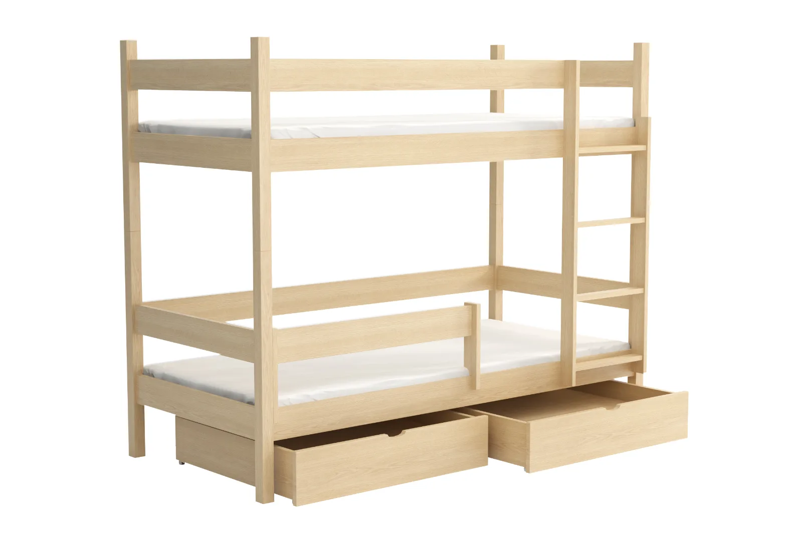 Borek 90×200, lakier bezbarwny + barierka + szuflady